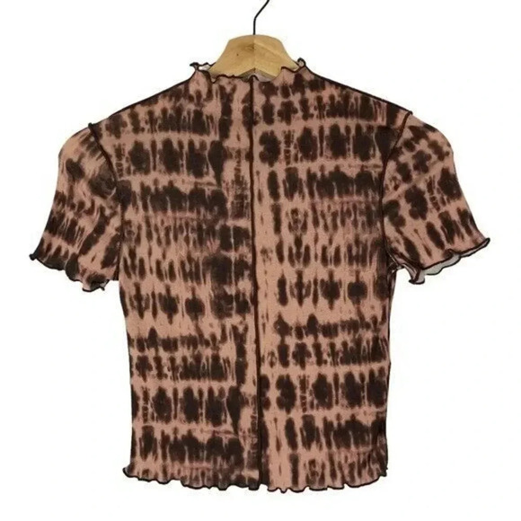 ASOS Miss Selfridge Pink Tie Dye Cropped Short Sleeve Top 4 - Picture 1 of 4